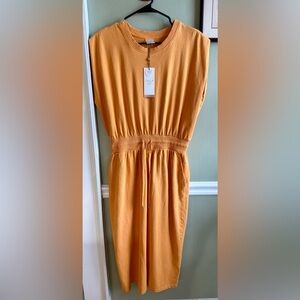 CALIA By Carrie Underwood Women's Extended Shoulder Midi Dress Sunburst Size M